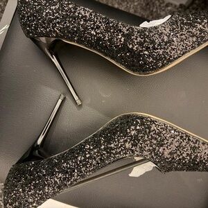 Sparkling Black Glitter Heels